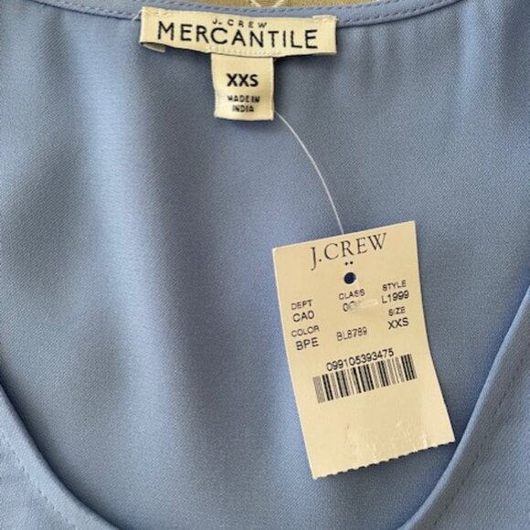 J. Crew Blue Mercantile Tank Top Blouse Size XXS NEW WITH TAGS - Picture 3 of 3